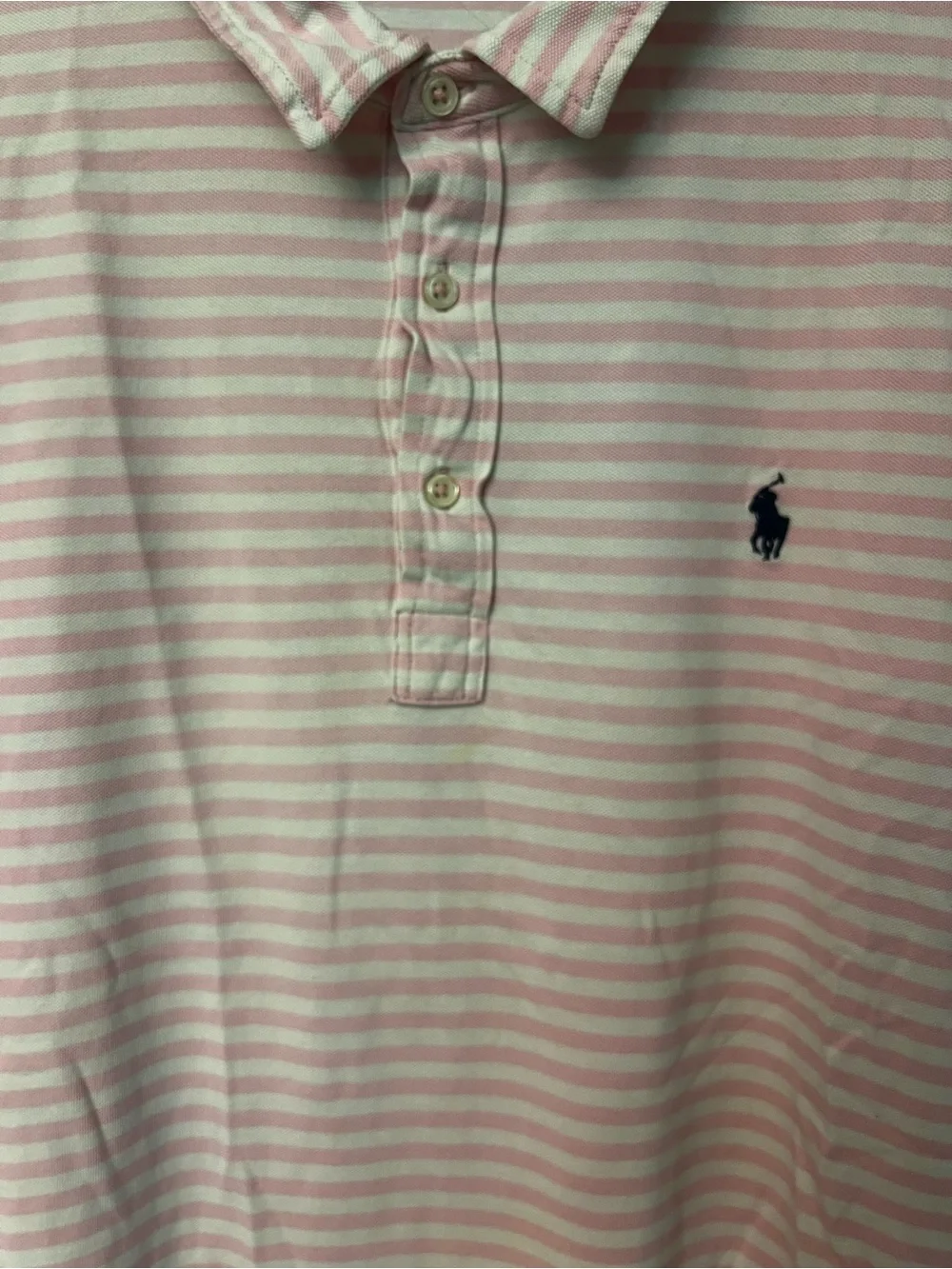 Men’s Polo by Ralph Lauren Men’s Pink and White Stripe Polo Shirt